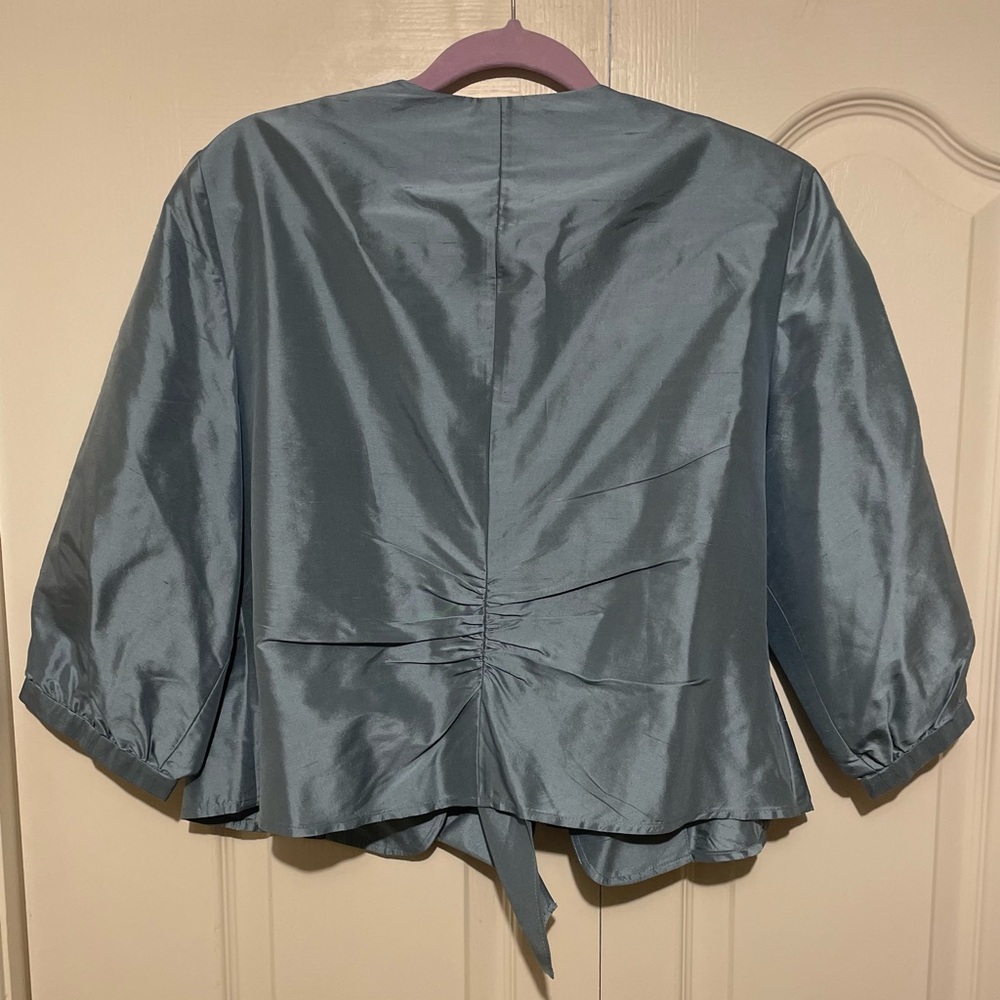 Silk Talbots Blue-Gray Short Jacket - Picture 3 of 8